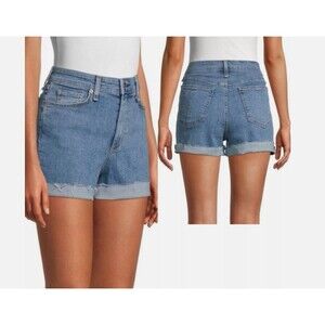 Rag & Bone Nina Cut Off Denim Shorts Women’s 27 High Rise Raw Hem Blue